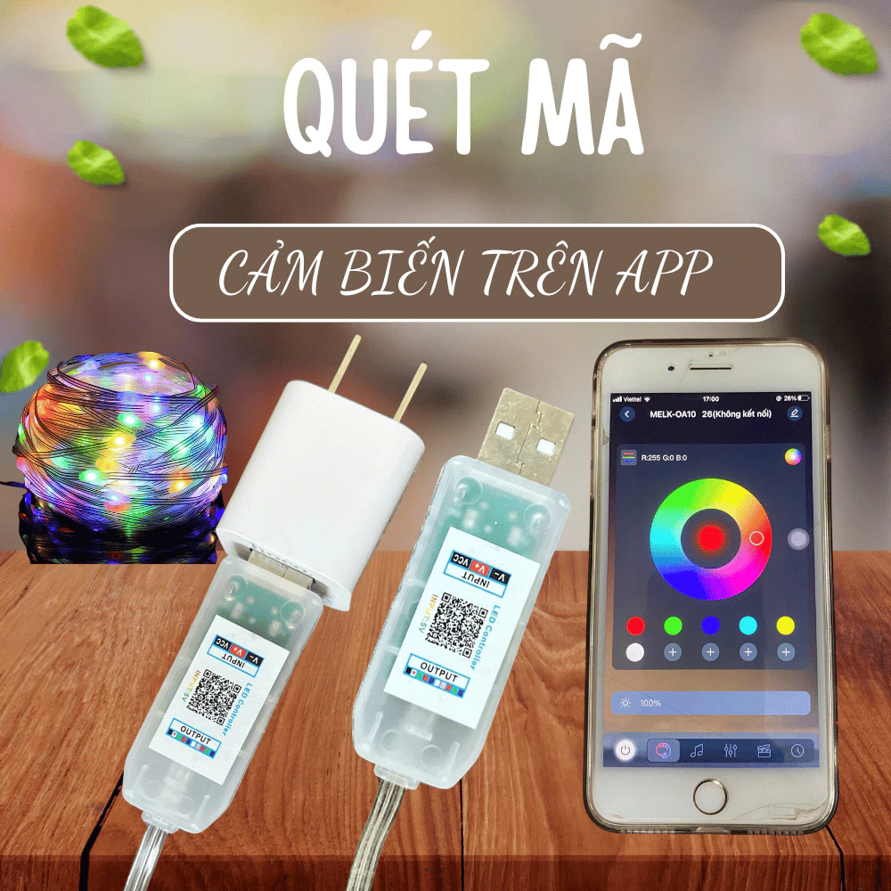 Đèn led nháy RGB dài 10m decor phòng, chế độ nháy theo nhạc, có điều khiển từ xa hoặc app điện thoại