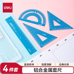 Set4 Thước Eke Tam Giác Deli 15cm Hợp Kim Nhôm Cao Cấp, Bền Đẹp, Chính Xác, Dụng Cụ Học Sinh Học Tập