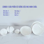Bộ bàn ăn sứ xương 9 sản phẩm Minh Châu  bộ chén đĩa cao cấp siêu nhẹ kẻ vàng sang trọng tinh tế bền đẹp — ảnh 2