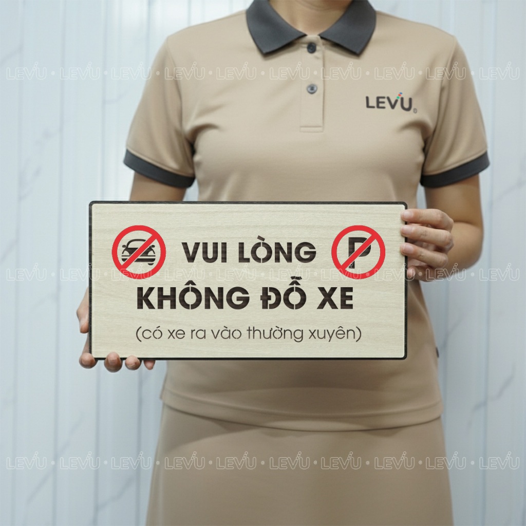 Bảng gỗ thông báo vui lòng không đỗ xe trang trí khu vực cấm đậu xe BG83