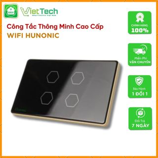Công Tắc Cảm Ứng HUNONIC WIFI, Điều Khiển Từ Xa Qua Điện Thoại, Viền Vàng Cao Cấp