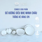 Bộ bàn ăn sứ xương 9 sản phẩm Minh Châu  bộ chén đĩa cao cấp siêu nhẹ kẻ vàng sang trọng tinh tế bền đẹp — ảnh 1