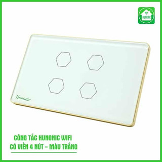 Công Tắc Cảm Ứng HUNONIC WIFI, Điều Khiển Từ Xa Qua Điện Thoại, Viền Vàng Cao Cấp