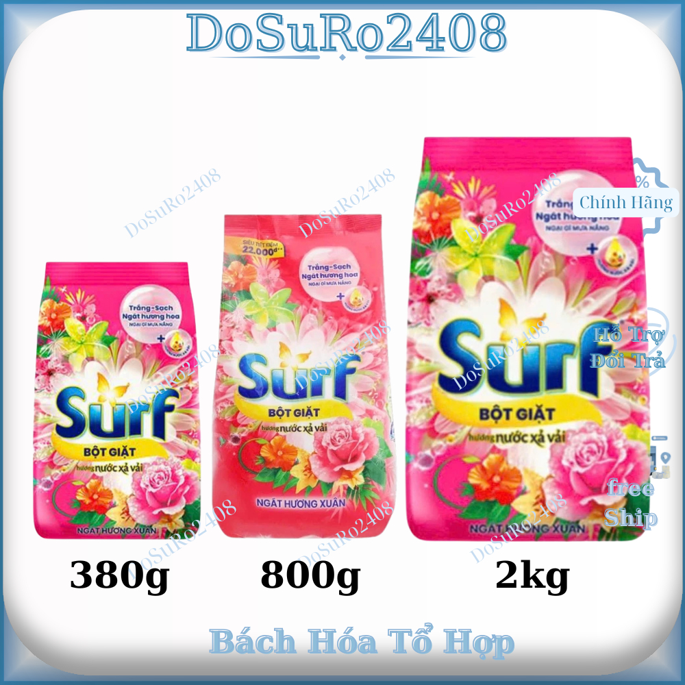 Bột Giặt Surf Ngát Hương Xuân 380g, 800g, 2kg