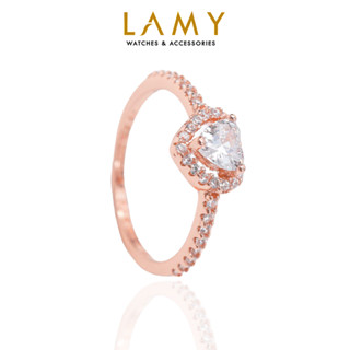 Nhẫn bạc nữ LAMY White Heart Stone Ring 8042 - Bạc cao cấp S925 ALE