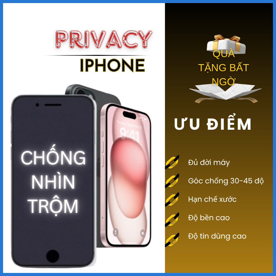 Cường lực Chống Nhìn Trộm iphone 16 15 14 13 12 11 Pro Promax X XS XSMax 7Plus 8Plus 16promax 15promax 14promax 12promax