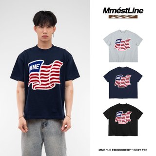 Áo thun MMESTLINE "US EMBROIDERY" form Boxy chất liệu Premium Cotton Thêu Chữ Xù Bông Cao Cấp