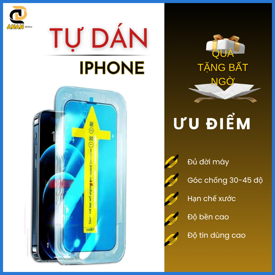 Cường lực tự dán cho iphone 16 15 14 13 12 11 Pro Promax X XS XSMax 7Plus 8Plus 16promax 15promax 14promax 12promax