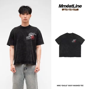 Áo thun wash MMESTLINE "EAGLE" form Boxy chất liệu Premium Cotton rách thủ công