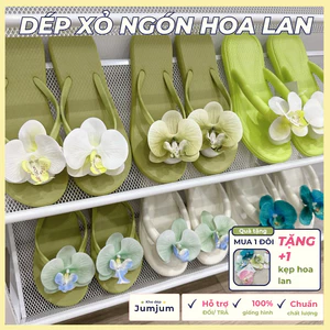 TẶNG KẸP | Dép xỏ ngón nữ đi biển hoa lan hồ điệp êm chân kháng nước chống trơn trượt đế mềm êm chân dày 1.5 cm