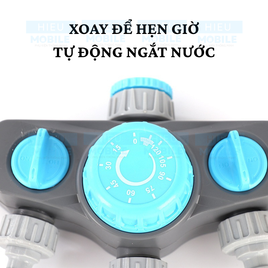 Bộ van vòi chia nước có xoay vặn hẹn giờ tắt tự động không cần pin/điện 3 đầu ra có khớp nối nhanh