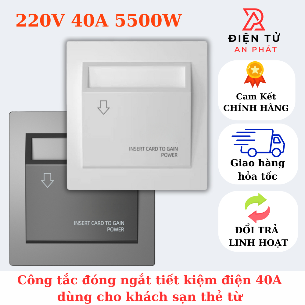 Công tắc đóng ngắt điện bằng thẻ dùng cho khách sạn,nhà nghỉ 220V 40A 5500W