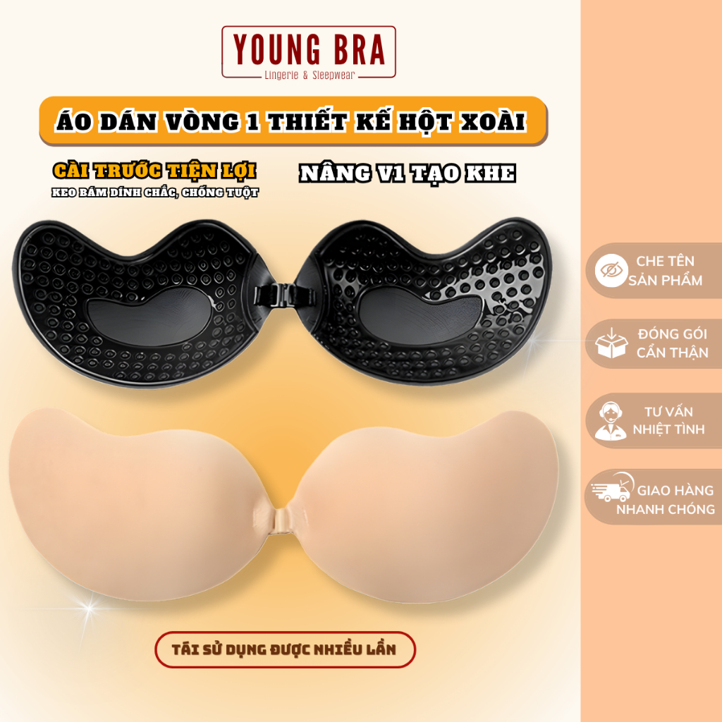 Miếng Dán Ngực Chống Tuột Tạo Khe - Áo Dán Ngực Ti Hột Xoài Cài Trước Cao Cấp Young Bra OY0011