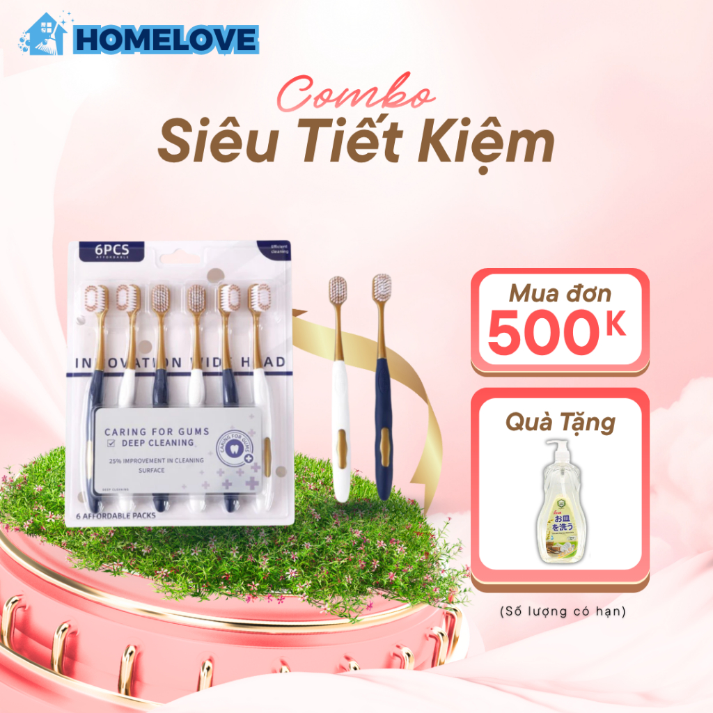 Combo 6 Bàn Chải Đánh Răng Lông Mềm Đa Màu Vệ Sinh Răng Miệng Hàng Ngày
