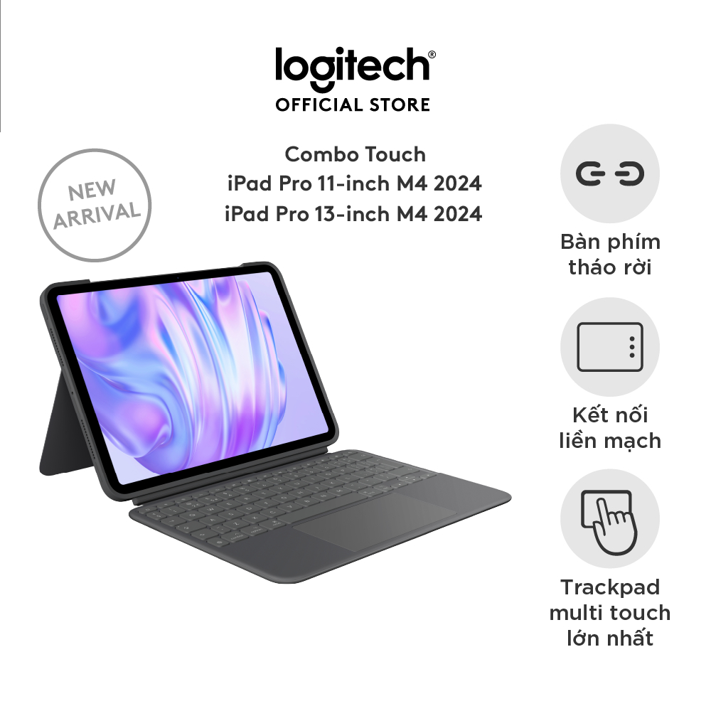 Bao da bàn phím Logitech Combo Touch cho iPad Pro M4