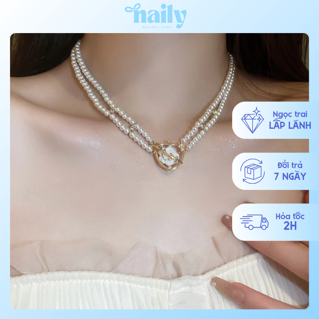 Vòng Cổ Trái Tim Hoa Hồng Trắng Có Gai Thiết Kế Sang Trọng, Quý Phái