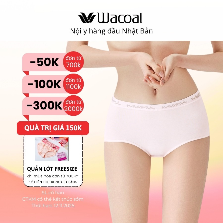 Quần lót Wacoal IIP3508 cotton lưng cao dưới rốn màu pastel trẻ trung năng động - IP3508