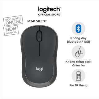 [Logitech Hợp Tác] Chuột Bluetooth Logitech M241 Silent - Không dây, Nhỏ gọn, Tương thích Windows, macOS