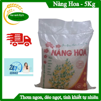 Gạo Nàng Hoa 5kg - Cơm Dẻo Thơm, Gạo Hạt Dài, Phù Hợp Gia Đình