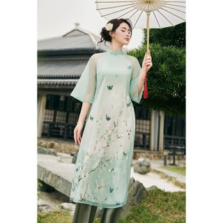 [LAMER X PHƯƠNG ANH ĐÀO] Áo Dài Cách Tân (Không Quần) Áo Dài Thanh Điệp Tơ Óng Cao Cấp 2 Lớp S61A24Q003 (không kèm quần)