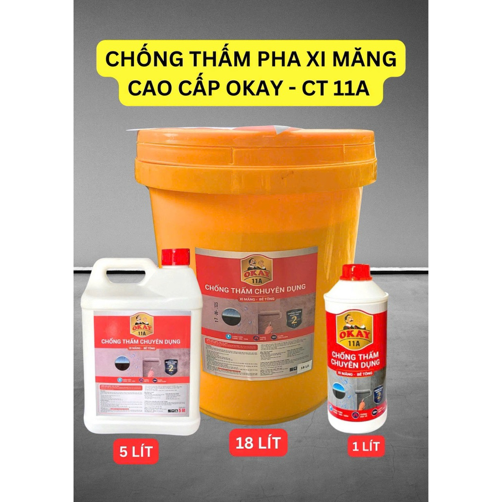 Chống thấm pha xi măng CT11A Okay cao cấp chai 1 lít