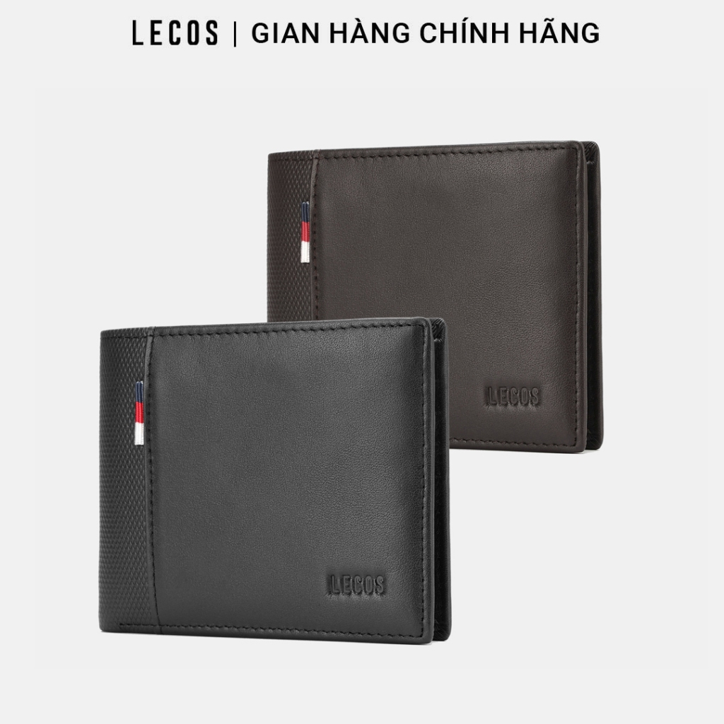 [Deal Trên Live - Giảm 20%] Ví Da Nam LECOS LV11 Da Bò Thật May Kép Bền Bỉ Chống Gãy Nếp