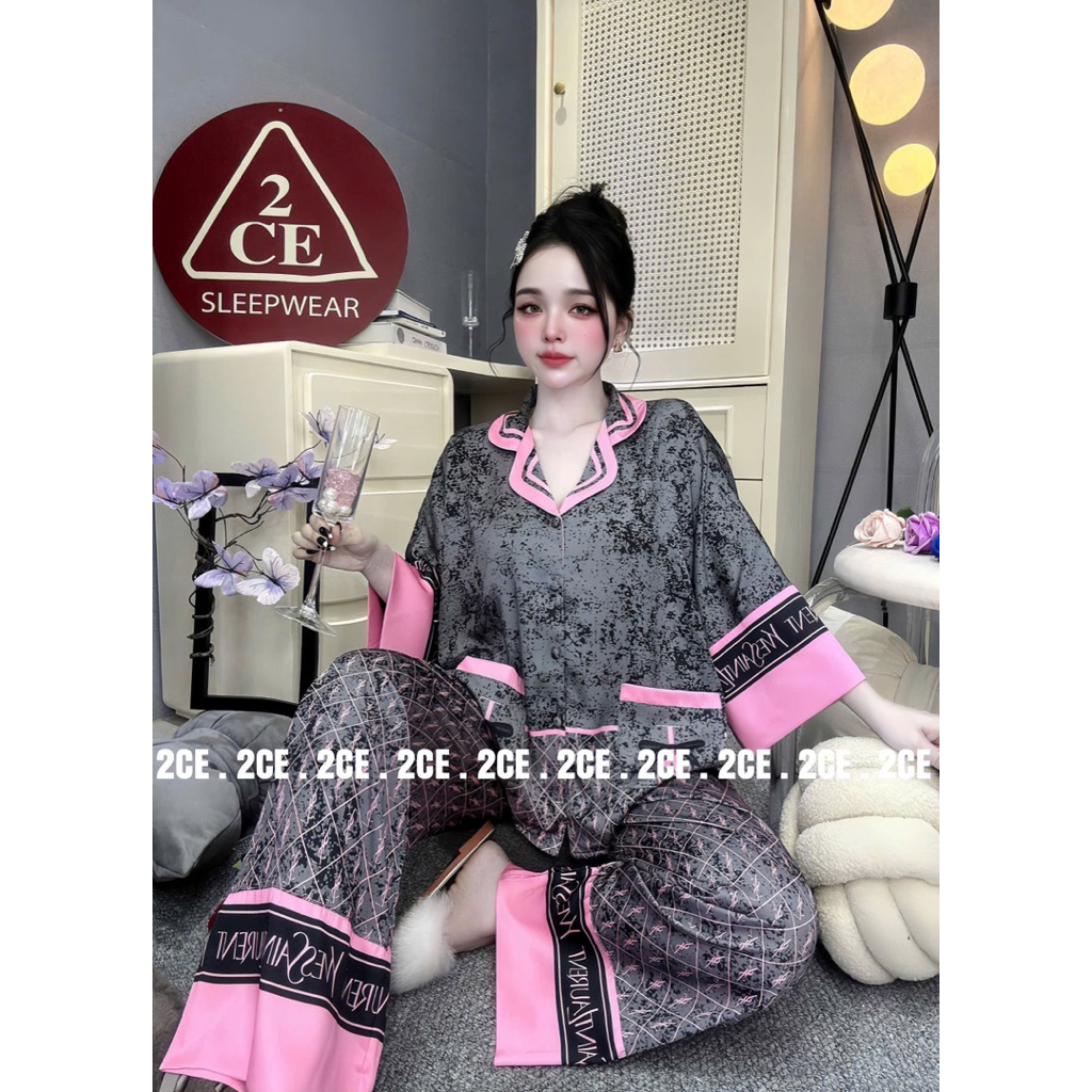 (45-70kg) DƠI TAY LỠ - Bộ ngủ pijama mặc nhà cho nữ lụa mịn mát tay dơi lỡ quần dài có cổ siêu sang