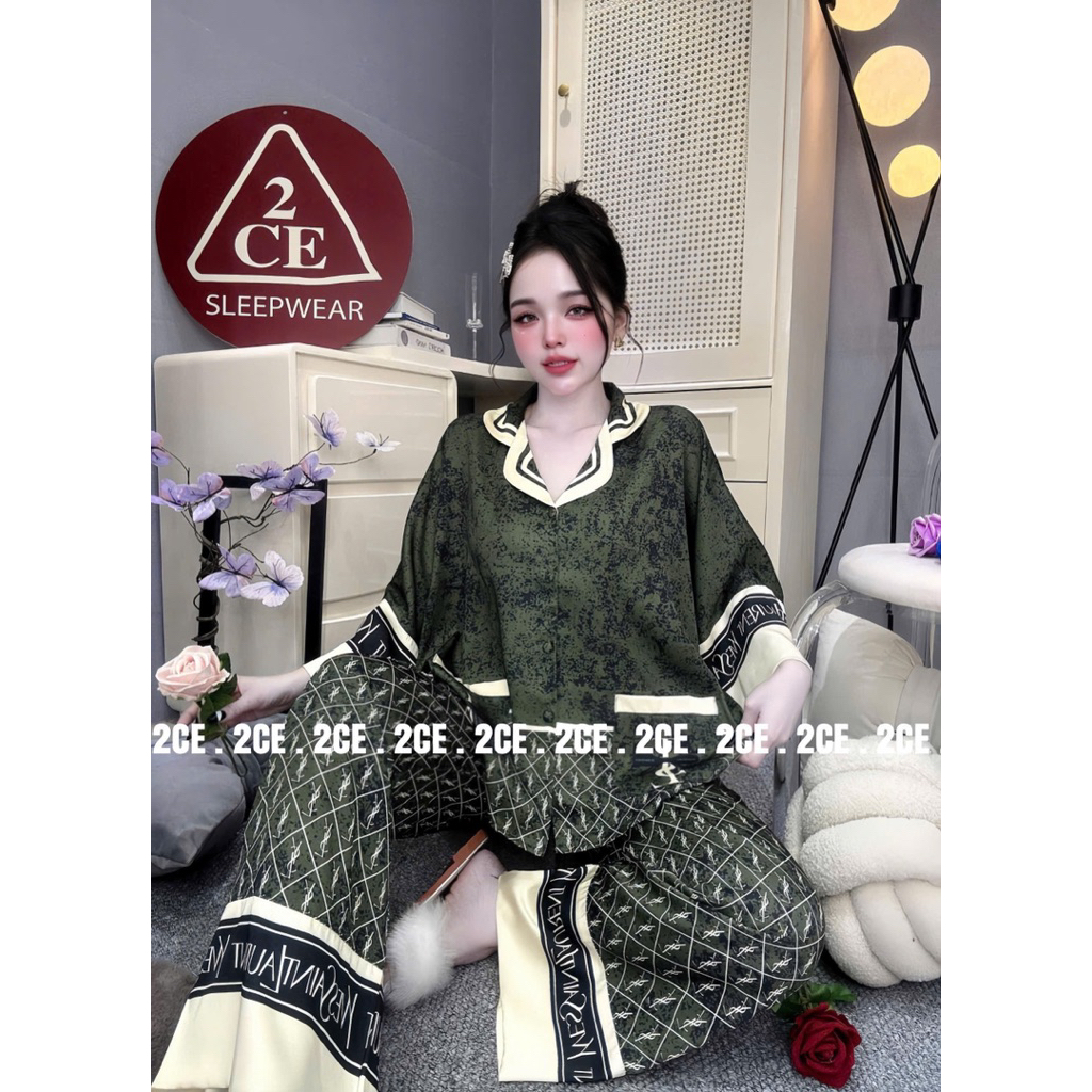 (45-70kg) DƠI TAY LỠ - Bộ ngủ pijama mặc nhà cho nữ lụa mịn mát tay dơi lỡ quần dài có cổ siêu sang