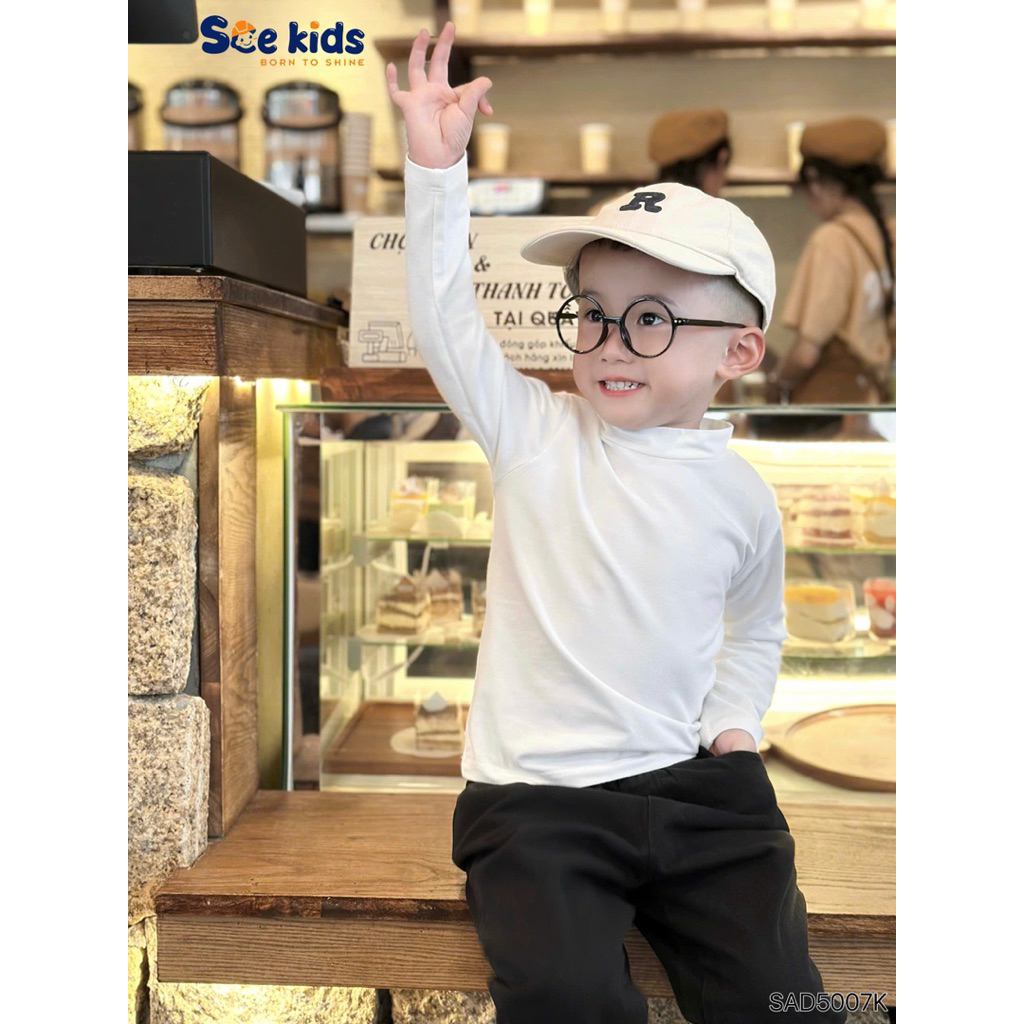 Áo giữ nhiệt SCE KIDS chất liệu cotton mềm mại, thiết kế basic dễ dàng phối đồ cho bé trai bé gái 9-28kg