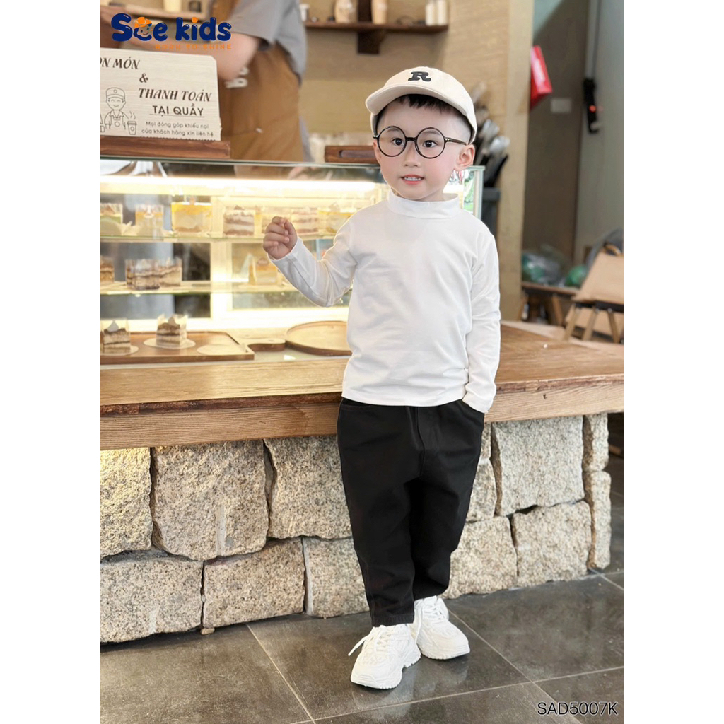 Áo giữ nhiệt SCE KIDS chất liệu cotton mềm mại, thiết kế basic dễ dàng phối đồ cho bé trai bé gái 9-28kg