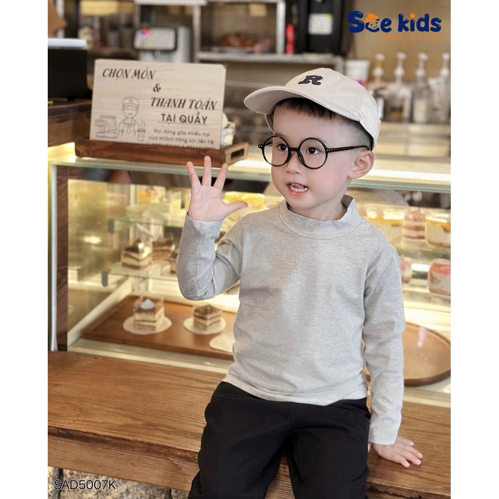 Áo giữ nhiệt SCE KIDS chất liệu cotton mềm mại, thiết kế basic dễ dàng phối đồ cho bé trai bé gái 9-28kg