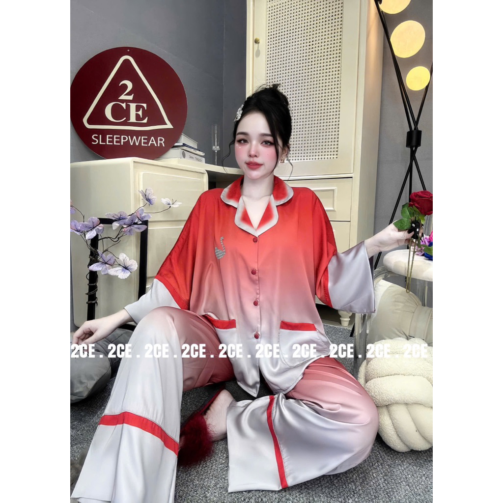 (45-70kg) DƠI TAY LỠ - Bộ ngủ pijama mặc nhà cho nữ lụa mịn mát tay dơi lỡ LOANG quần dài có cổ siêu sang