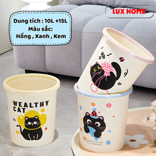 Thùng Rác Hình Mèo Nhựa PP Cao Cấp Hình Mèo Dễ Thương. Giỏ Đựng Rác Nhựa PP Cao Cấp Dung Tích Lớn 10L/15L Luxhome
