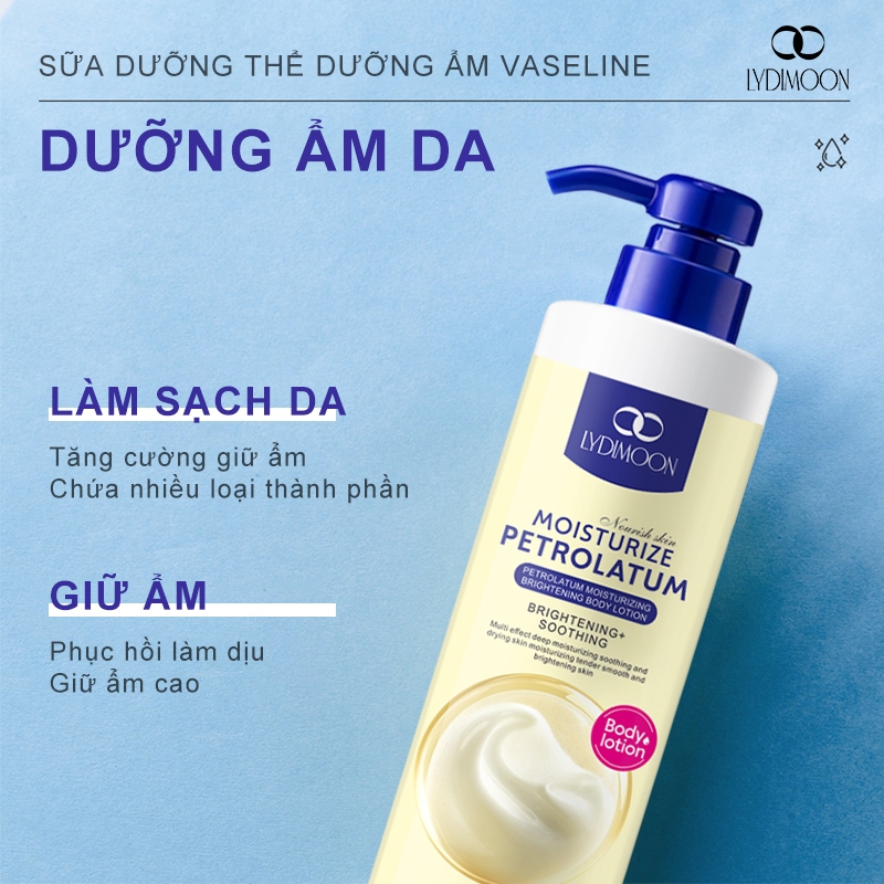 Sữa dưỡng ẩm làm trắng da Vaseline, làm trắng, dưỡng ẩm và phục hồi làn da nứt nẻ, 500ml