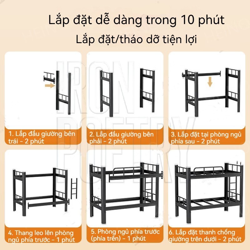 IRONPO Giường tầng sắt hình chụp thật 100% sắt dày cao cấp Nhiều kích thước chịu lực cực tốt