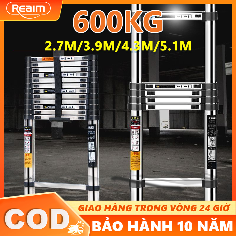 Thang Nhôm Rút Inox 1.9M - 6.0M Bền Đẹp Vượt Trội Chống gỉ Bảo hành 2 năm