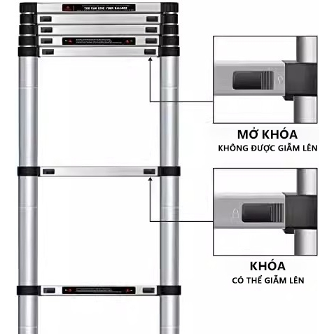 Thang Nhôm Rút Inox 1.9M - 6.0M Bền Đẹp Vượt Trội Chống gỉ Bảo hành 2 năm