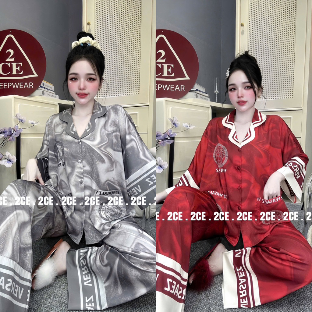 (45-70kg) DƠI TAY LỠ - Bộ ngủ nu pijama mặc nhà cho nữ lụa mịn mát tay dơi lỡ quần dài có cổ siêu sang