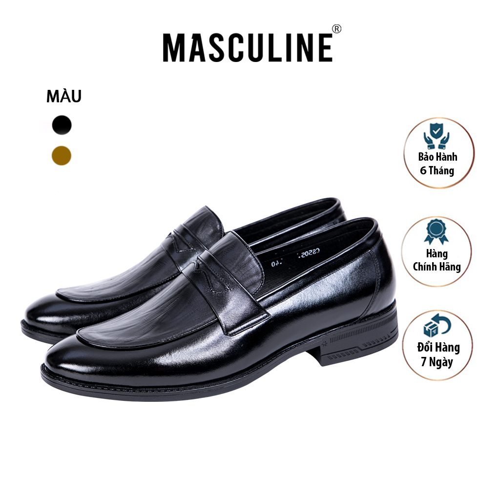 Giày công sở nam MASCULINE MCS504 - Giày da nam cao cấp, Họa tiết vân gỗ sang trọng