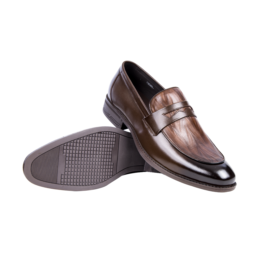 Giày công sở nam MASCULINE MCS504 - Giày da nam cao cấp, Họa tiết vân gỗ sang trọng