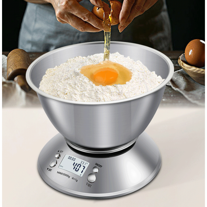 Cân làm bánh điện tử CX-318 5kg/1g, cân nguyên liệu chính xác, thép không gỉ, dễ vệ sinh, an toàn vệ sinh