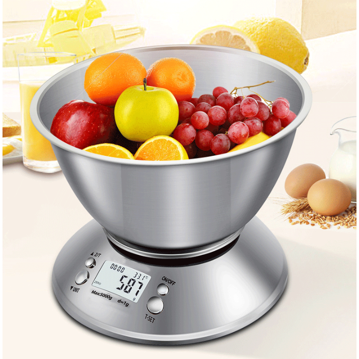 Cân làm bánh điện tử CX-318 5kg/1g, cân nguyên liệu chính xác, thép không gỉ, dễ vệ sinh, an toàn vệ sinh