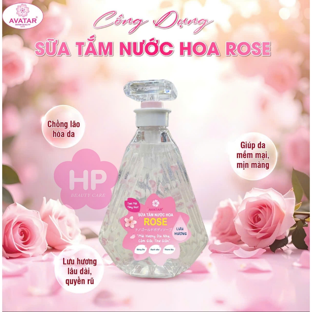 Sữa Tắm Cánh Hoa Tươi Trắng Mịn Da Hương Hoa Hồng  Avatar Rose Shower Gel 800mL