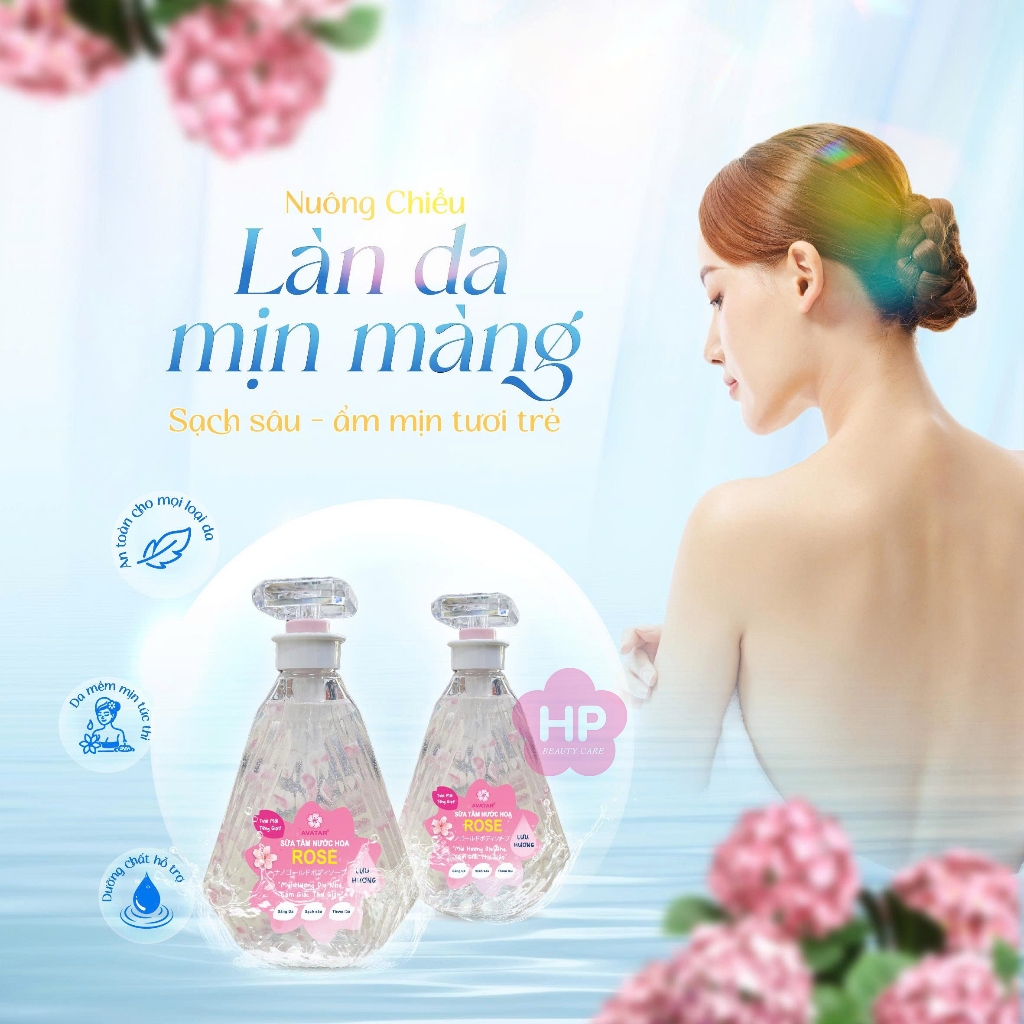 Sữa Tắm Cánh Hoa Tươi Trắng Mịn Da Hương Hoa Hồng  Avatar Rose Shower Gel 800mL