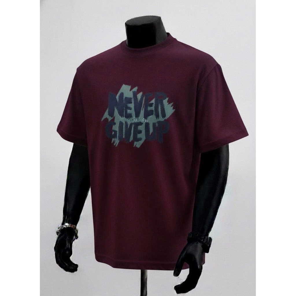 Áo thun Stee Cổ tròn NEVER GIVE UP Localbrand ICVCVNI Unisex Menwear Cotton