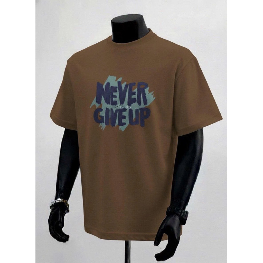 Áo thun Stee Cổ tròn NEVER GIVE UP Localbrand ICVCVNI Unisex Menwear Cotton