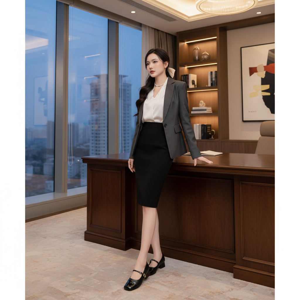 Giày Búp Bê Marry Jane Nữ Phom Rộng Splendora Gót Vuông Cao 3cm Lolita Kiểu Dáng Công Chúa _M1
