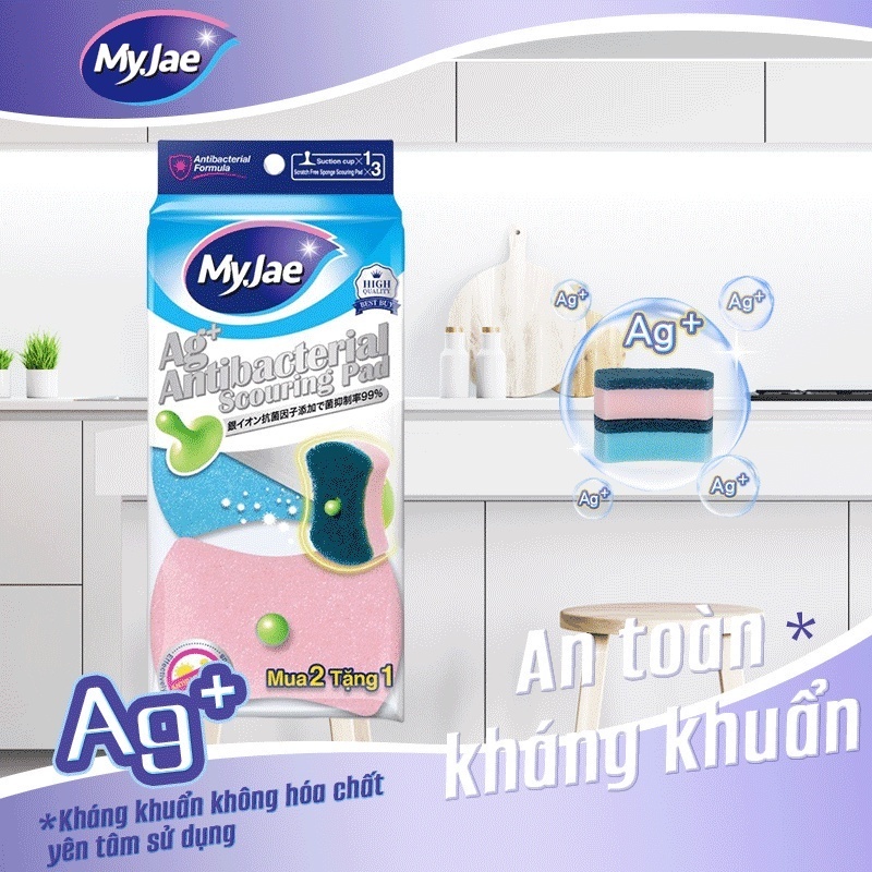 COMBO 4 Miếng bọt biển rửa chén kháng khuẩn siêu sạch  MyJae an toàn bền bỉ