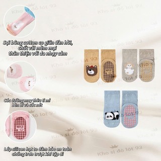 Set 5 Đôi Tất Vớ Sơ Sinh Hoạ Tiết Gấu Trúc Voi Xám Kèm Chống Trượt Siu Hot Cho Bé ss002