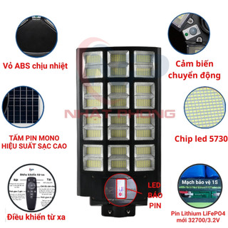 Ảnh 2 – Đèn năng lượng mặt trời sân vườn Shop Nhật Phong đèn đường liền thể kép 800W,600w,500W,300W,Cảm Biến Chuyển Động,BH2năm